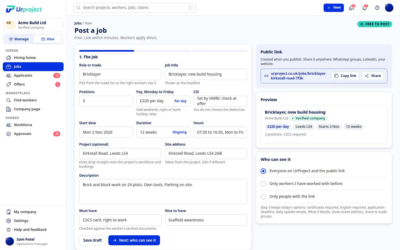 UrProject V4 Post jobs free design